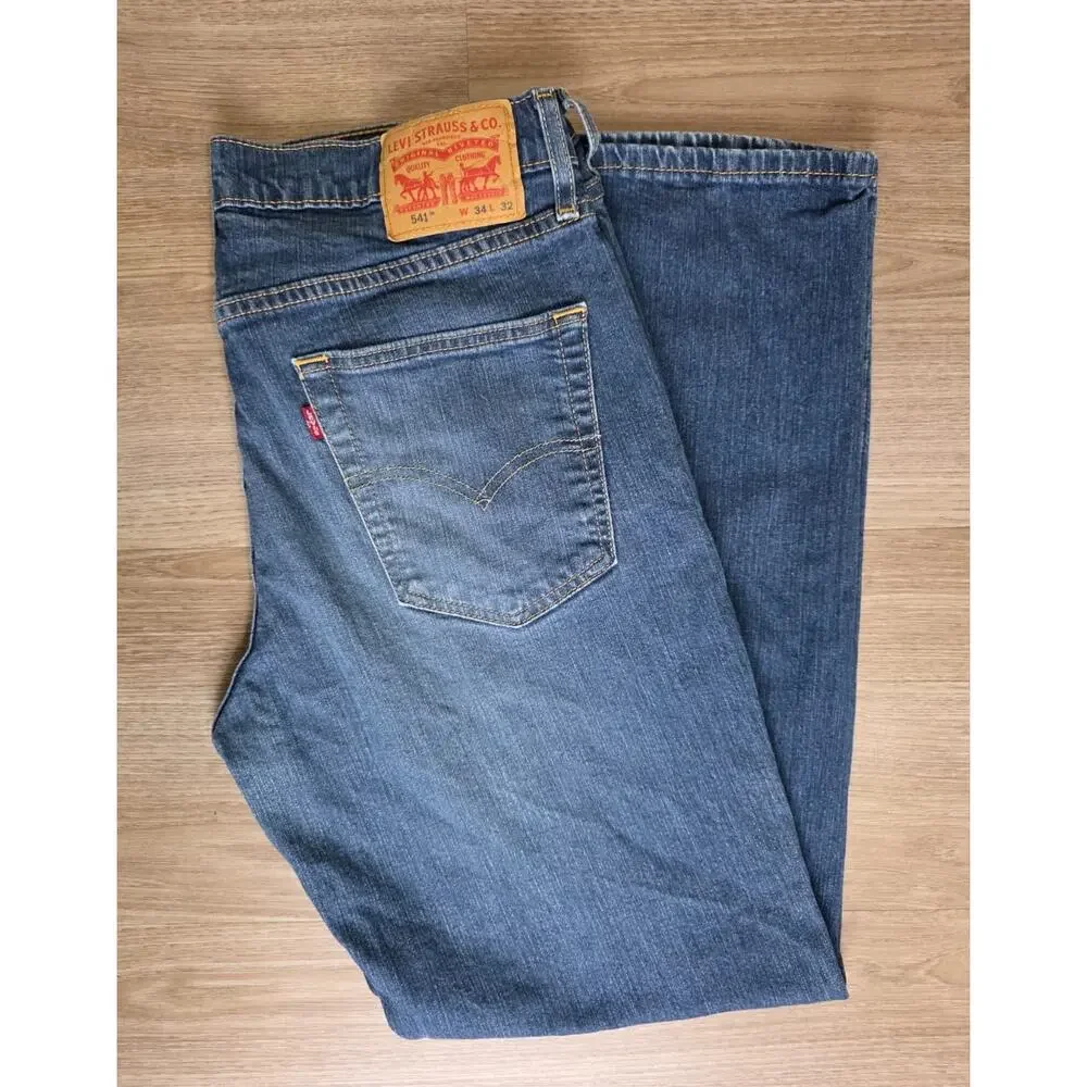 Levi's 541 Athletic Fit Jeans Men's 34x32 Blue Stretch Denim Medium Wash